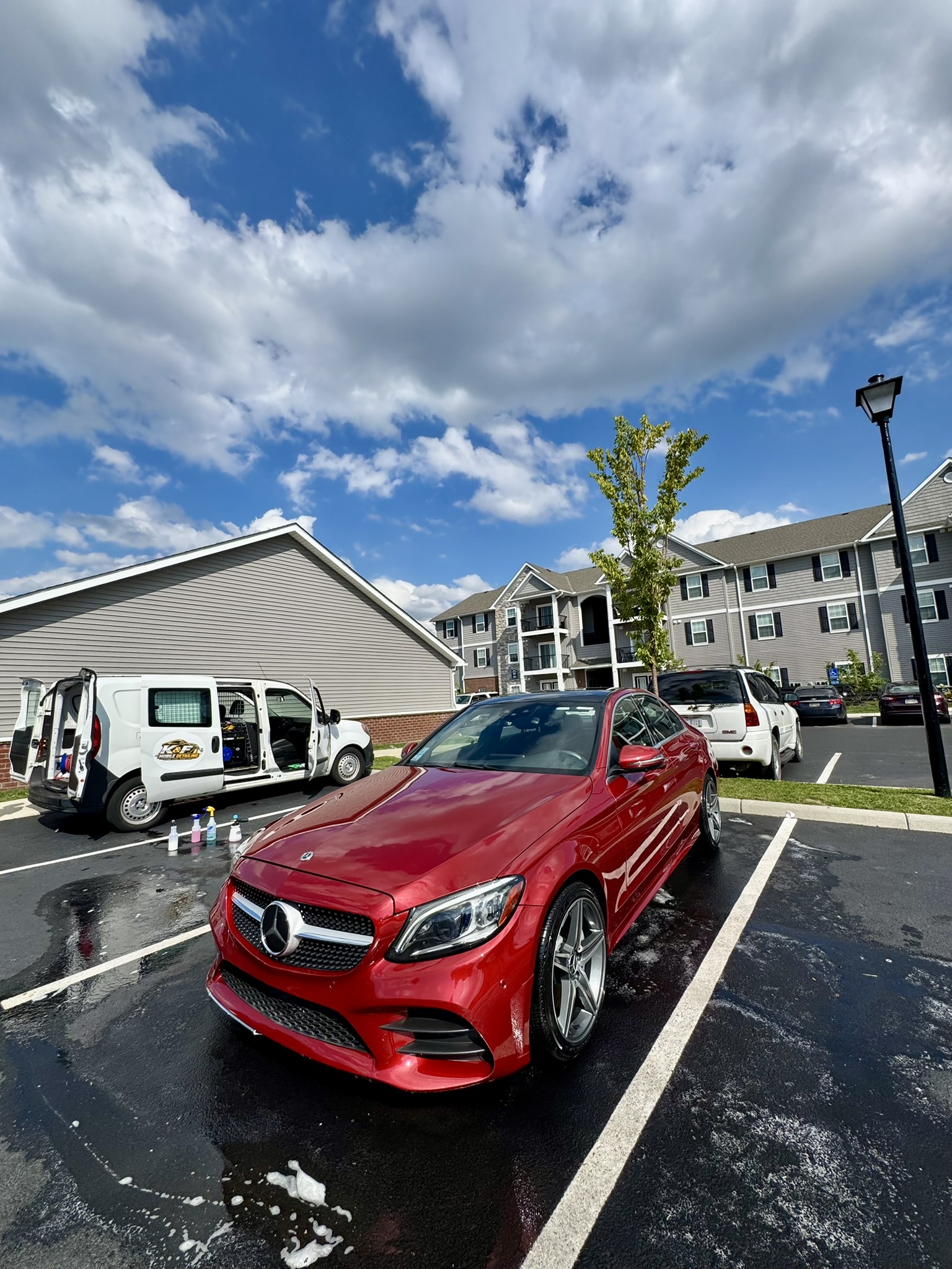 Foam application on car